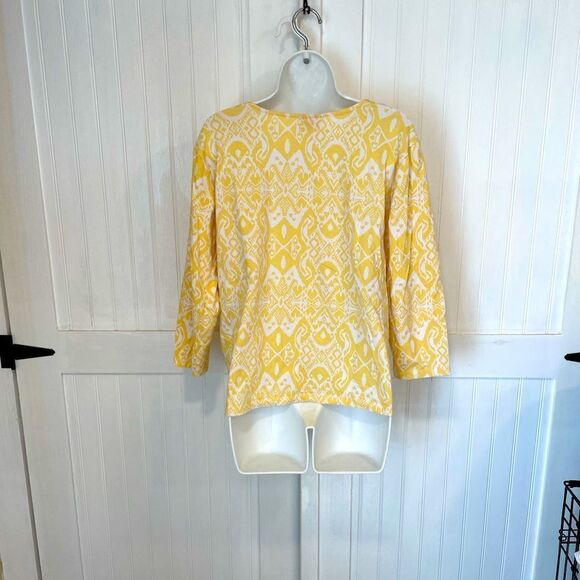 HEARTS OF palm pretty yellow  3/4 length sleeve top size XL - Picture 2 of 6